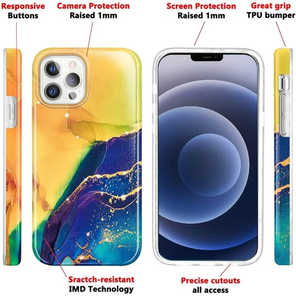 LY LANYOS Compatible with iPhone 12/12 Pro (6.1 inch) Case, Ultra-Thin Gold Spar - Picture 7 of 7